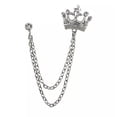 thumbnail image 6 of K-KED Suit Shirt Collar Fashion Tassel Brooch For Men Rhinestone Crown Chain Lapel Pin-Silver, 6 of 9