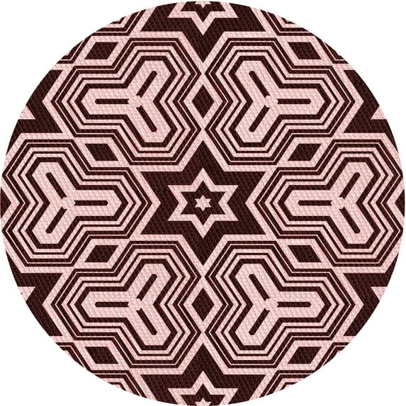 Ahgly Company Machine Washable Indoor Round Transitional Pink Area Rugs, 5' Round