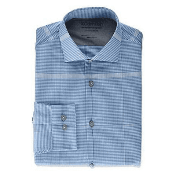 Calvin Klein Men Long Sleeve Xtreme Slim Fit Dress Shirt, Cadet Blue, Sz M 32/33