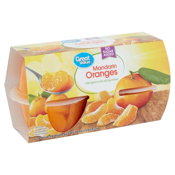 Great Value Mandarin Oranges, 4 Oz, 4 Count