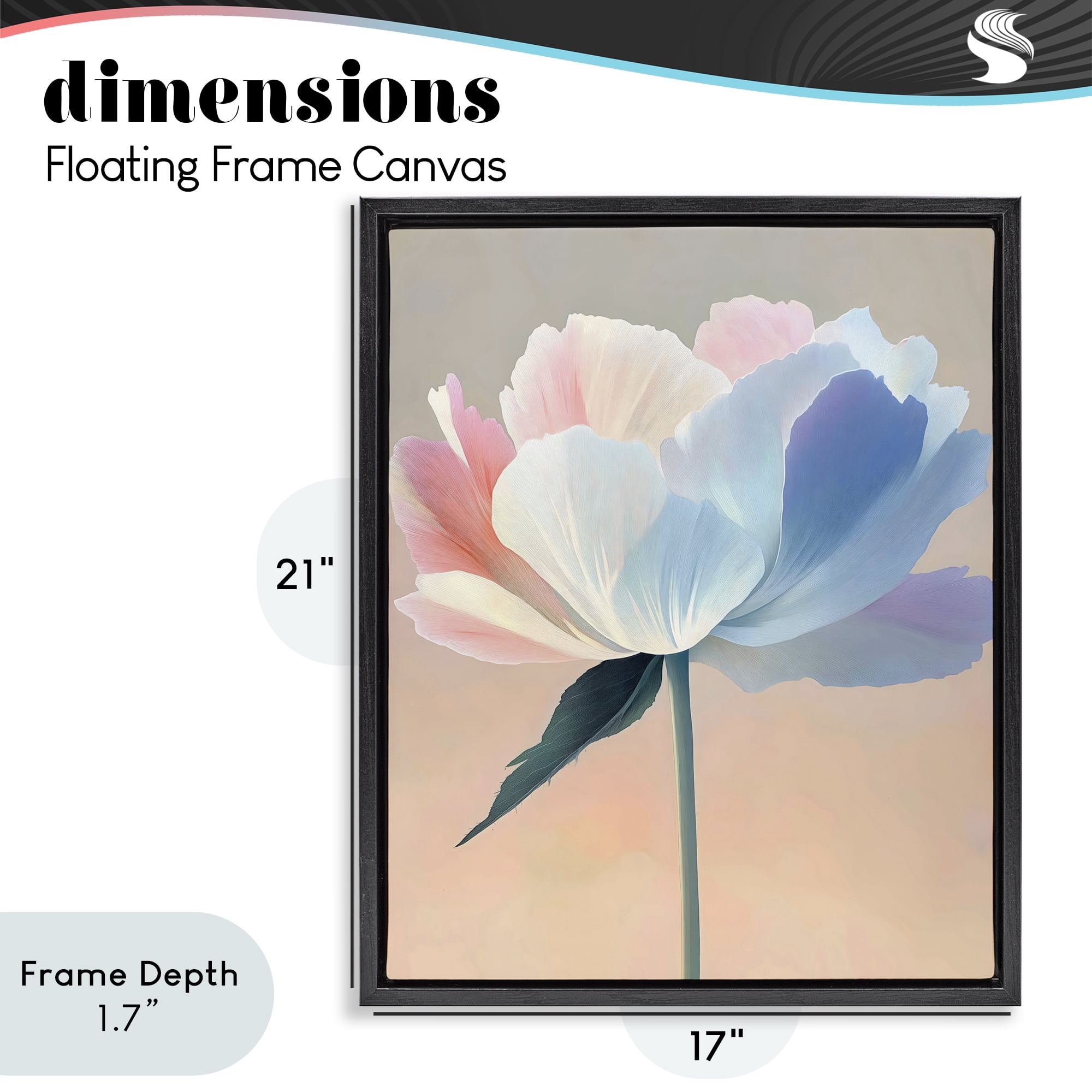 Stupell Industries Pink & Blue Flower Serenity Black Framed Floater Canvas Wall Art, design by The Prints Vibe
