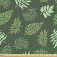 thumbnail image 2 of Leaves Fabric by the Yard, Palm Tree Elements Foliage Composition Exotic Summer Spring Illustration, Decorative Upholstery Fabric for Sofas and Home Accents, Olive Green Dark Green by Ambesonne, 2 of 5