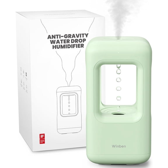 Humidifiers for Bedroom, Small Air Humidifier for Baby Nursery Plants, Quiet Ultrasonic Cool Mist Humidifiers Home Office 500ml, Anti-Gravity Water Drop Design, Auto Shut Off, Top Fill, White