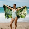 thumbnail image 4 of 1pc Beach Towel Watercolor Monstera Leaves Lightweghit Sand Free Pool Towels Green Tropical Plants Microfiber Soft Absorbant Travel Towels for Swim Camping Gym Bath 29x59in, A, 4 of 6