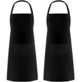 thumbnail image 1 of Chainplus 2 Pack Adjustable Bib Apron Waterdrop Resistant with 2 Pockets Cooking Kitchen Aprons for BBQ Drawing, Women Men Chef, Black, 1 of 6