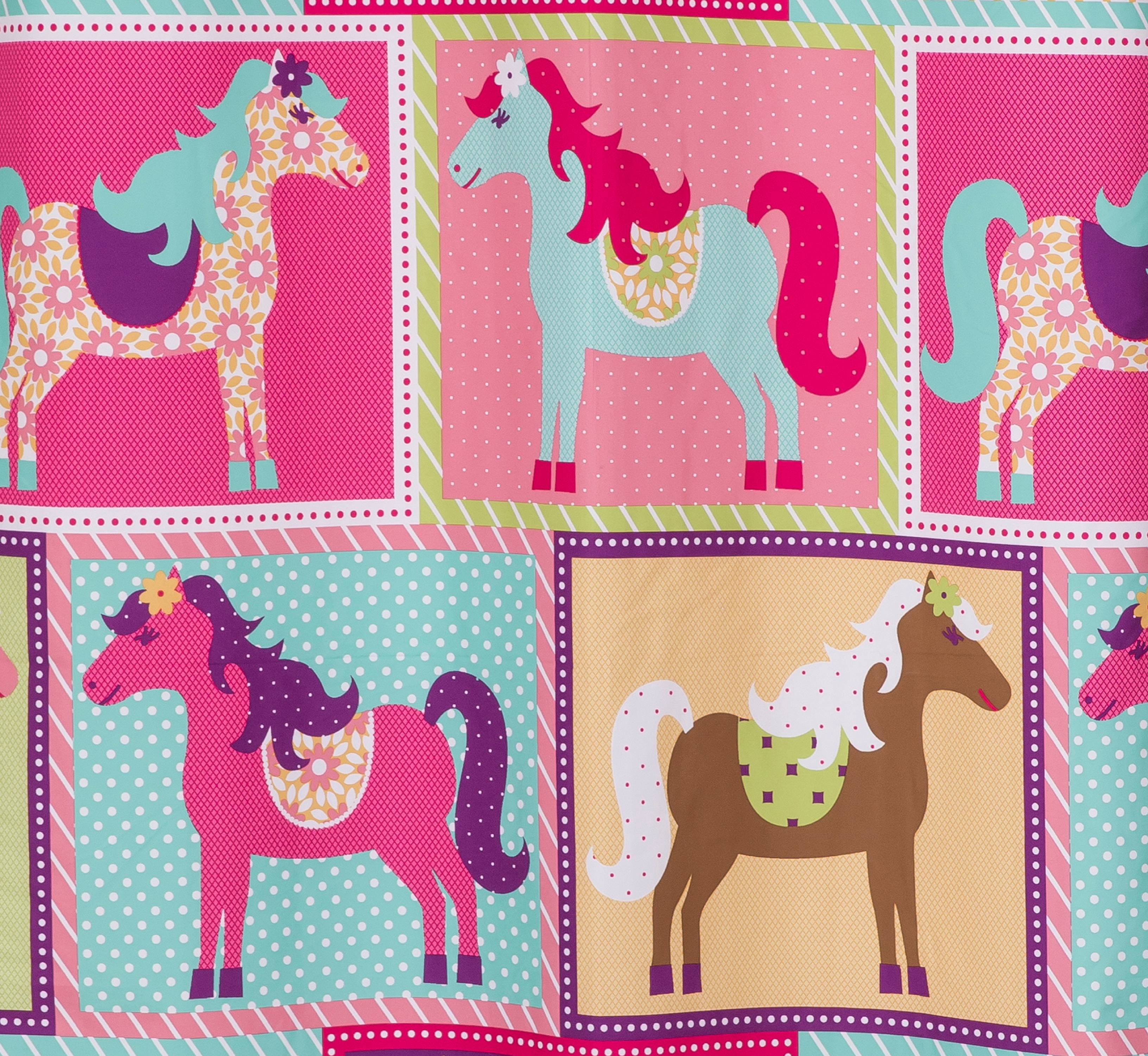 Mainstays Pink Horse Print Room Darkening Grommet Top Single Curtain Panel, 42" x 84"