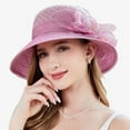thumbnail image 5 of Hauaitttt Womens Summer Dress Hat Wide Leaf Flower Bridal Shower Hat Sun Hats Beach Hat Hiking Visors for Women Boys Beach Hat Tennis Hat Lay Hat Ponytail Hat Hat Drawstring for Women Beach Boating, 5 of 6