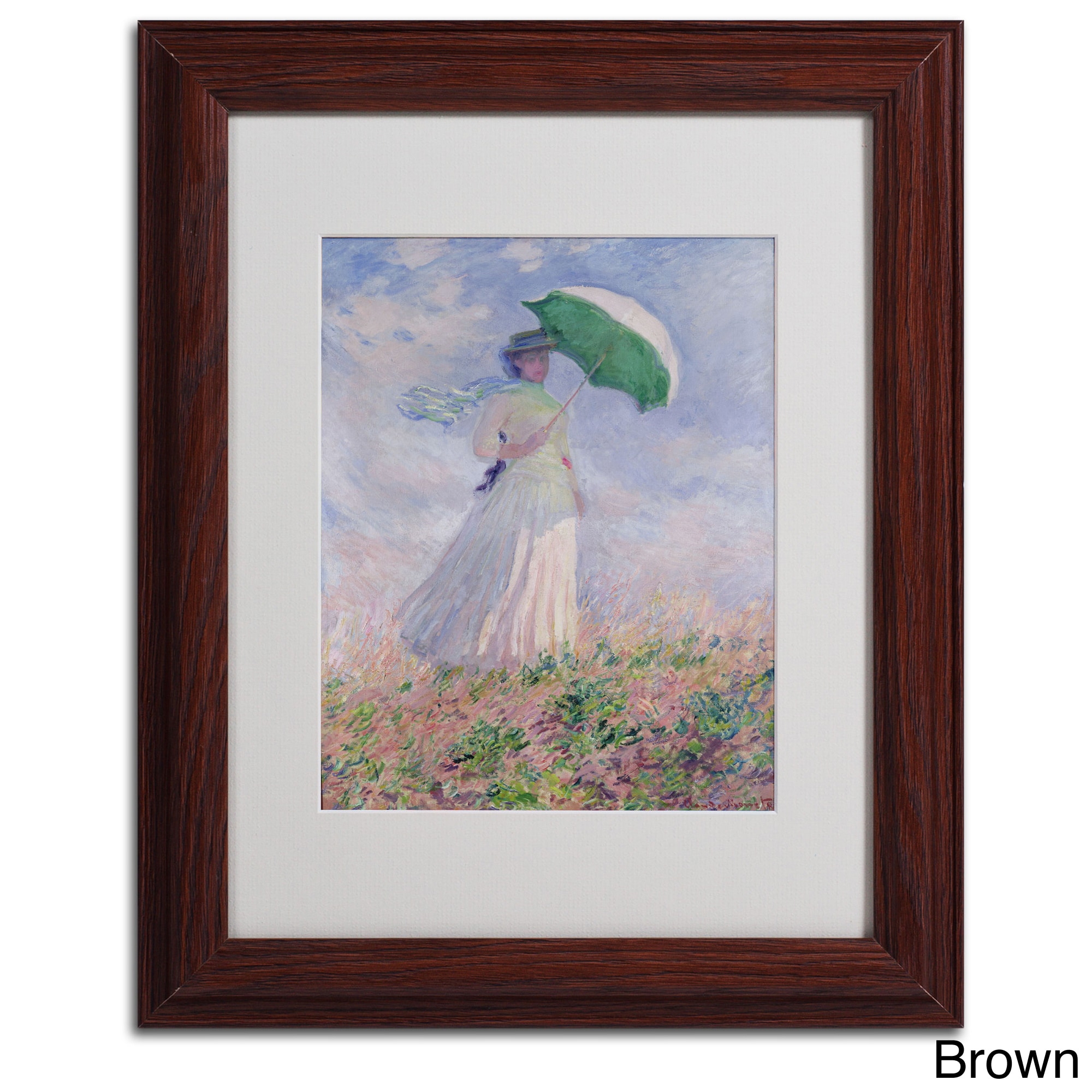 Trademark Fine Art "Woman With a Parasol" Matted Framed Canvas Art by Claude Monet