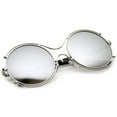 thumbnail image 4 of sunglassLA Female Oversize Wire Rimmed Temple Cutout Colored Mirror Round Sunglasses 58mm (Silver / Silver Mirror) - 58mm, 4 of 4