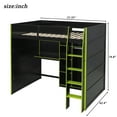 thumbnail image 4 of Full Size Gamer Loft Bed with Desk, RGB LED Lights & Storage, Wood Loft Bed with Open Wardrobe, Gaming Bed with USB Ports,Green, 4 of 13