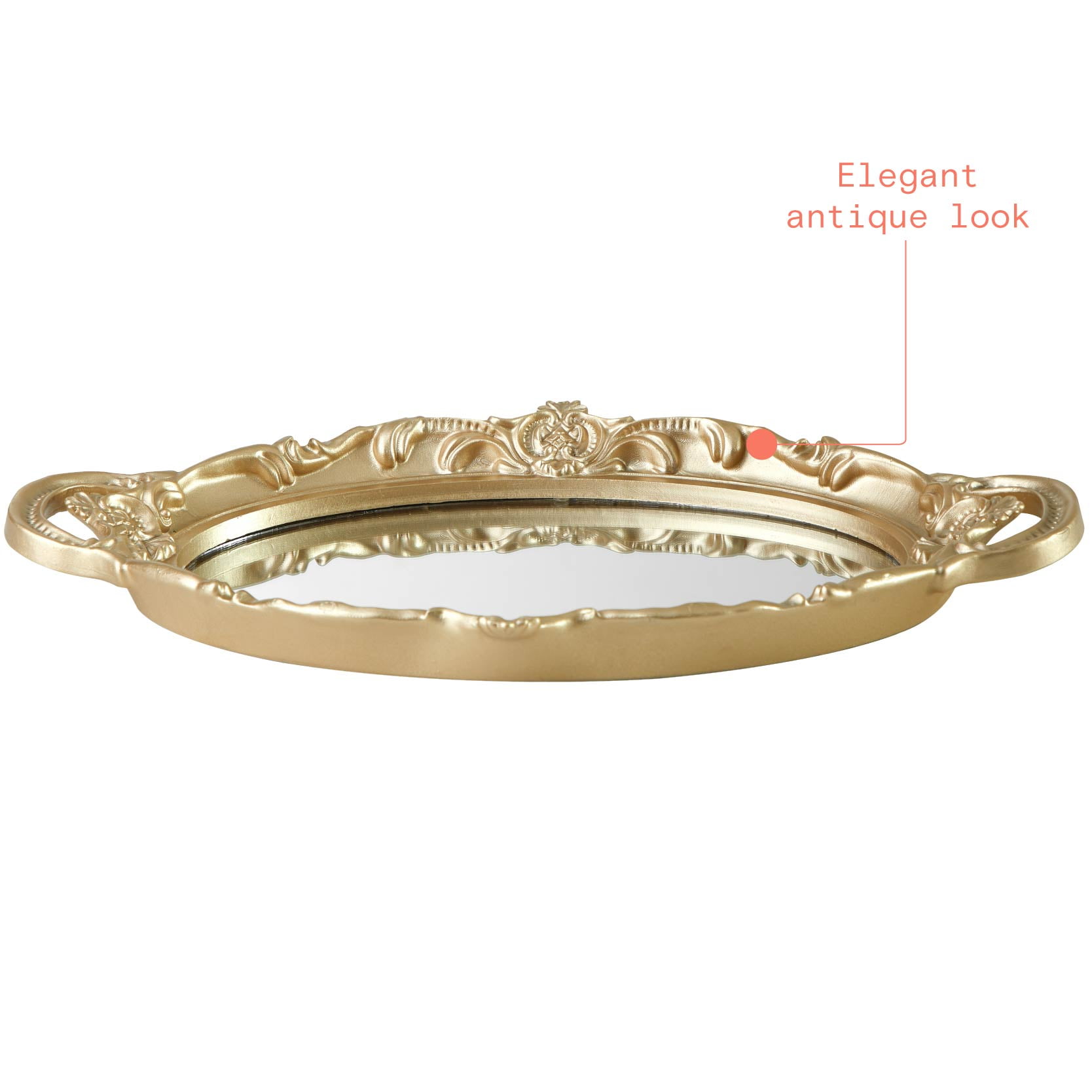 Beautiful Ornate Gold Framed Mirror Tray by Drew Barrymore, 13" x 8"