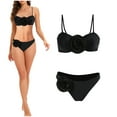 thumbnail image 2 of WREESH Womens Bikini Set Swimsuit Bikini Three-Dimensional Flower Swimsuit Swim Trunks Two-Piece Set Beach Bathing Suit Black, 2 of 8