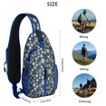 thumbnail image 5 of Sling Backpack,Dark Blue Christmas Snowflake Pattern Crossbody Bag with Water Bottle Holder,Waterproof Sling Bag for Men/Women with Chest Phone Holder for Hiking,Travel, 5 of 6