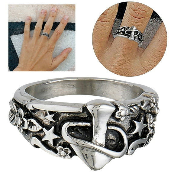 TIHLMK Womens Ring Creative Retro Ring M-ushroom Star Flower Leaves Mysterious Fashion