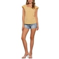 thumbnail image 2 of INSPIRE CHIC Women's Gingham Tops Square Neck Ruffle Cap Sleeves Summer Blouse M Light Yellow, 2 of 5