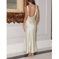 thumbnail image 2 of Vestido largo VUBIYA elegante de satén con cuello en V sin espalda para mujer, 2 of 5