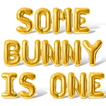 Letter Balloons - SOME BUNNY IS ONE 16" Inch Alphabet Letters Foil Mylar Balloon 1st Birthday Party Banner (Gold)
