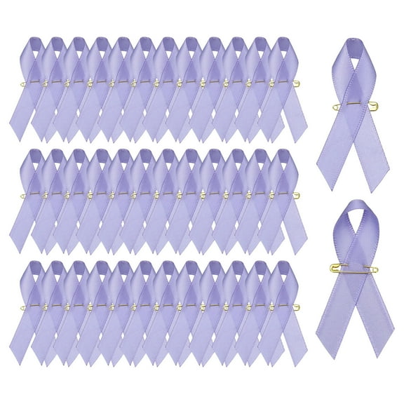 Uxcell Satin Awareness Ribbons with Pins for Charity Public Social Party Event - 100 Pcs & 3 Inch & Light Purple