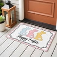thumbnail image 4 of Entryway Rug 2'x3', Happy Easter Small Rug for Kitchen Bathroom Door Mat Indoor Entrance, Cute Lovely Colorful Rabbits Silhouette Pink Checkered Non-Slip Area Rugs Floor Mats Carpet Front Door Rugs, 4 of 8