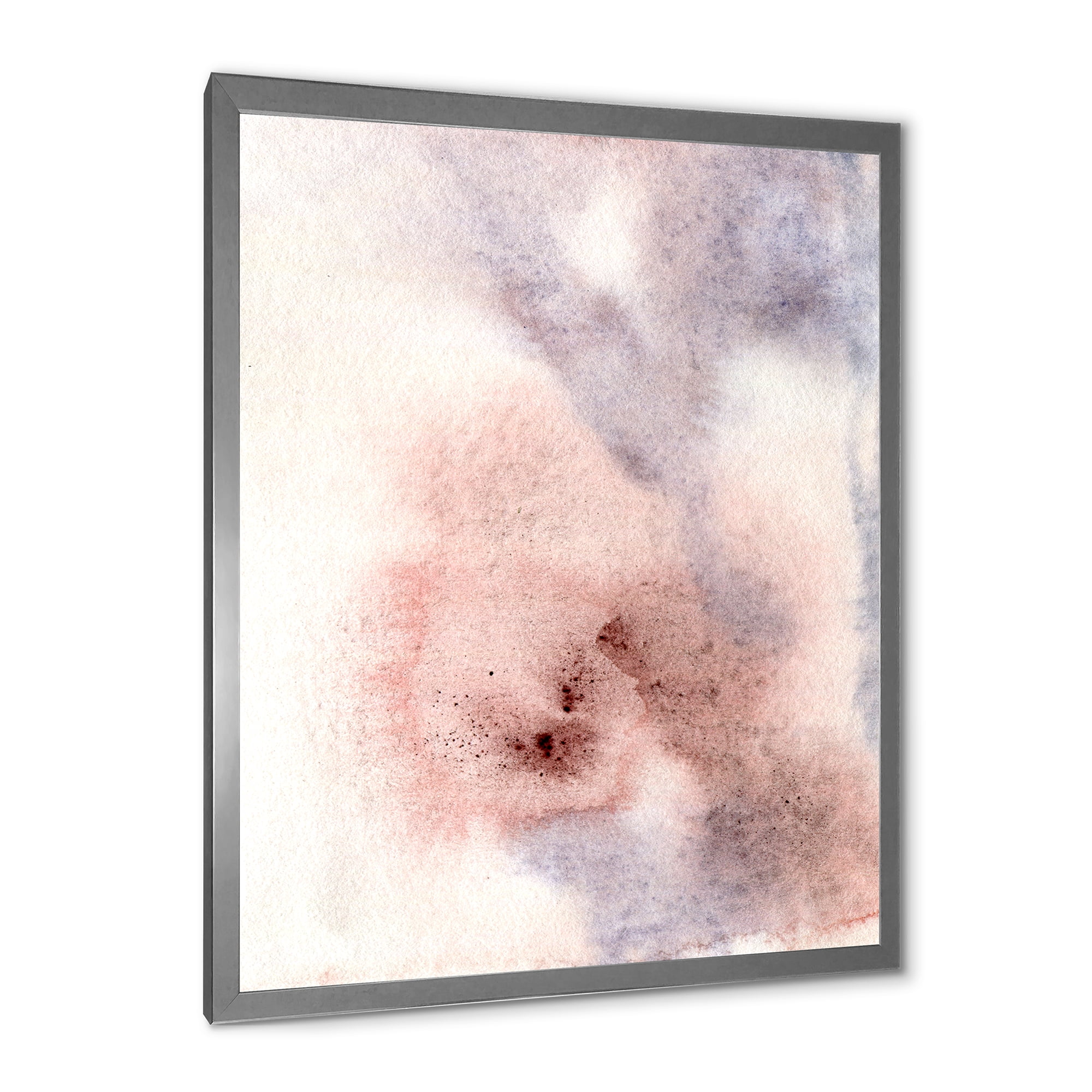 Designart 'Pastel Abstract With Pink Blue Beige and Red Spots' Modern Framed Art Print