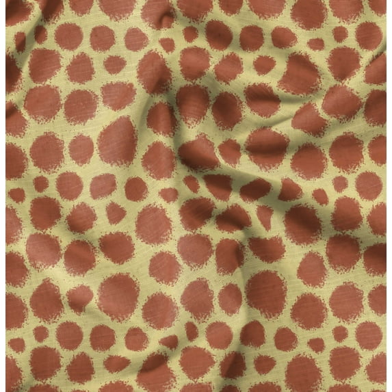 Soimoi Dot Print,Cotton Poplin, Sewing Fabric Sold by The Yard 42 Inch Wide,Sewing Craft Quilting/Quilt Making Fabric, Orange & Yellow