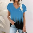 thumbnail image 6 of Summer Savings Clearance 2024! TAGOLD Womens Summer Tops,Women's Fashion Printed V Neck Short Sleeve T-shirt Blouse Loose Tops Blue D 4, 6 of 7