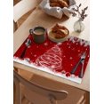 thumbnail image 3 of Placemats Set of 6, Cotton Linen Heat Table Mats Non-Slip Washable Merry Christmas Balls Red Pine Needles Snowflake Xmas Tree Placemat for Holiday Banquet Dining Kitchen Table Decor, 3 of 6