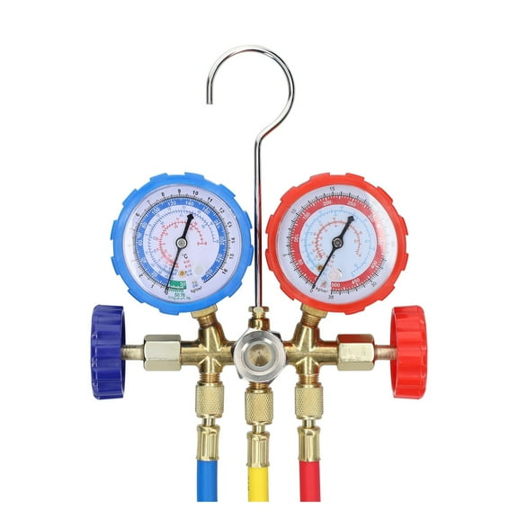 Manifold Gauge Set Air Conditioning Refrigerant Charging Tool Brass Dual-Valve Pressure Gauge For R12/R22/R134a/R502 Refrigerant ,Wide Use