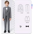 thumbnail image 6 of REDARER Boys 5PC Plaid Set: Shirt Coat Pants+Bow Tie, Spring Fall Formal Outfit, Kids Sets Clothes, for Size 7-8 Years, 6 of 6