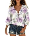 thumbnail image 2 of Sheghy Dress Shirts for Women 100%Cotton Elegant Summer Lace Top, Women Floral Panel V Neck Short Sleeve Casual Blouse, 2 of 8