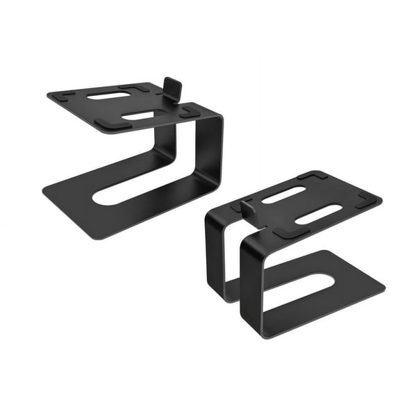 Monoprice Tilted Metal Desktop Bookshelf Speaker Stands Risers Pair with Vibration Absorption Pads, Supports up to 33lbs with 10° of Tilt, Perfect for Most Fit Bookshelf Speakers and Studio Monitors