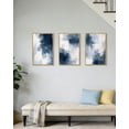 thumbnail image 5 of SHENIFY Large 24x36in3pcs Natural Framed Navy Blue Abstract Wall Art Neutral Brush Strokes Block Shape Mid Century Art Prints Minimalist Modern Illustrations Bedroom Hallway, 5 of 8