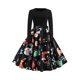 thumbnail image 1 of Vestido de fiesta de Halloween y Navidad para mujer, manga larga, corte A, falda grande, vestido de cóctel, festival, carnaval y vestido con cinturón de lazo, 1 of 5