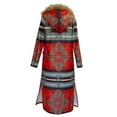 thumbnail image 4 of symoid Womens Trench Coats & Jackets- Multicolor Printed Hooded Long Sleeve trench Coat Long Sleeves Long Coat Red L, 4 of 7