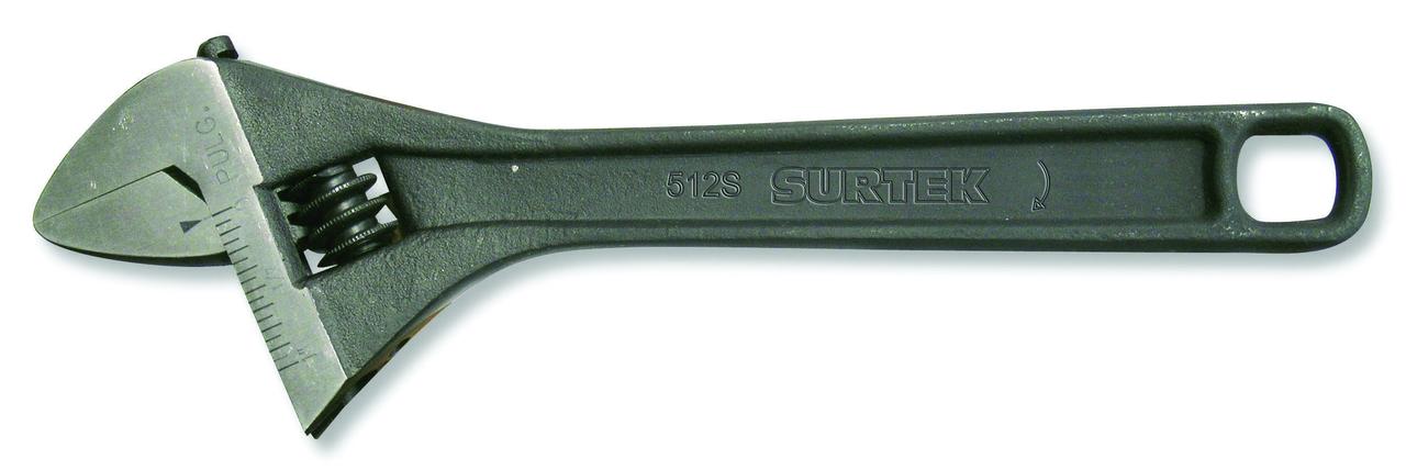 Surtek Blued Adjustable Wrench 12", Steel, Color Black oxide