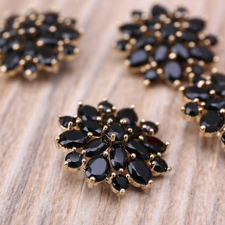  YWNYT 500PCS 12mm Flower Buttons with Rhinestones