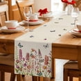 thumbnail image 5 of Spring Floral Table Runner - 48 Inch Long Watercolor Lavender Daisy Butterflies Beige Cotton and Linen Blended Dress Scarves Farmhouse Table Runner for Kitchen Dining, Coffee Table, 13" x 48", 5 of 8