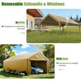 thumbnail image 4 of ECOLINEAR Carport 10x20 ft Heavy Duty Carport, Outdoor Potable Garage with Removable Sidewalls & Zipper Doors, Carport Canopy Anti UV All-Season Waterproof Tarp,Car Canopy for Cars,Boats,Yellow, 4 of 8