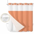thumbnail image 2 of Pure Tangerine No Hook Shower Curtain Waterproof, Bathroom Curtains with Snap in Liners and See Through Top Window, Simple Solid Color Hotel Style Bathtub Curtains Shower 66"Wx72"L, 2 of 8
