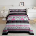 thumbnail image 2 of Feelyou Grey Pink Aztec Queen Comforter Set, Boho Rustic Triangle Bedding Sets, Western Old Fashion Reversible Bedding Comforter Set, Super Cozy Room Decor, 3-Piece, 2 of 8