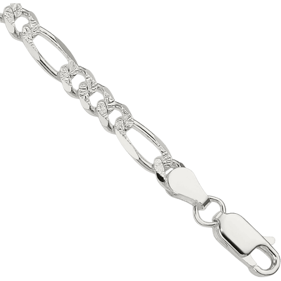 925 Sterling Silver 4.3mm Figaro Link Chain Bracelet