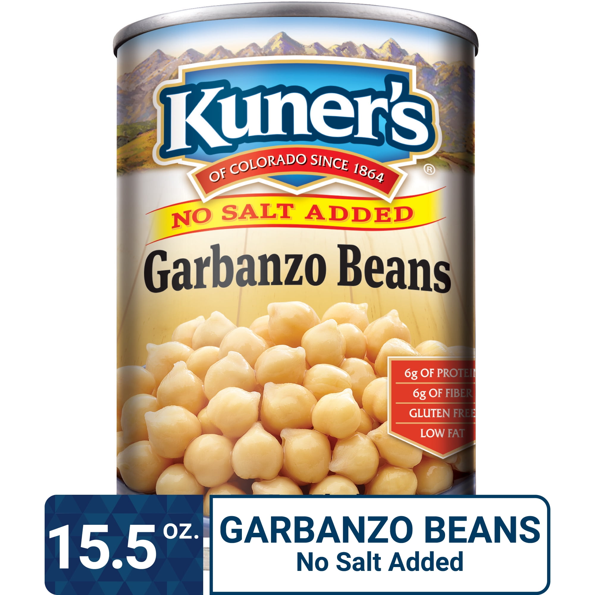 Kuner's No Salt Added Garbanzo Beans, 15.5 oz (Pack of 12) Walmart