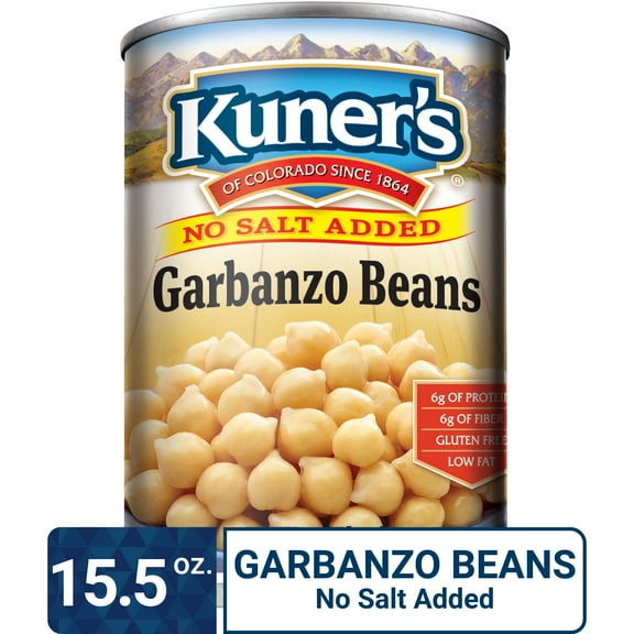 Kuner's No Salt Added Garbanzo Beans, 15.5 oz (Pack of 12)
