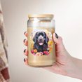 thumbnail image 4 of Welcome Spring Summer Newfoundland Portrait Flower Blue Sky 16oz Glass Cup Mug Newfie Dog Lover Gifts Glass Can with Bamboo Lid and Straw - 12001, 4 of 5