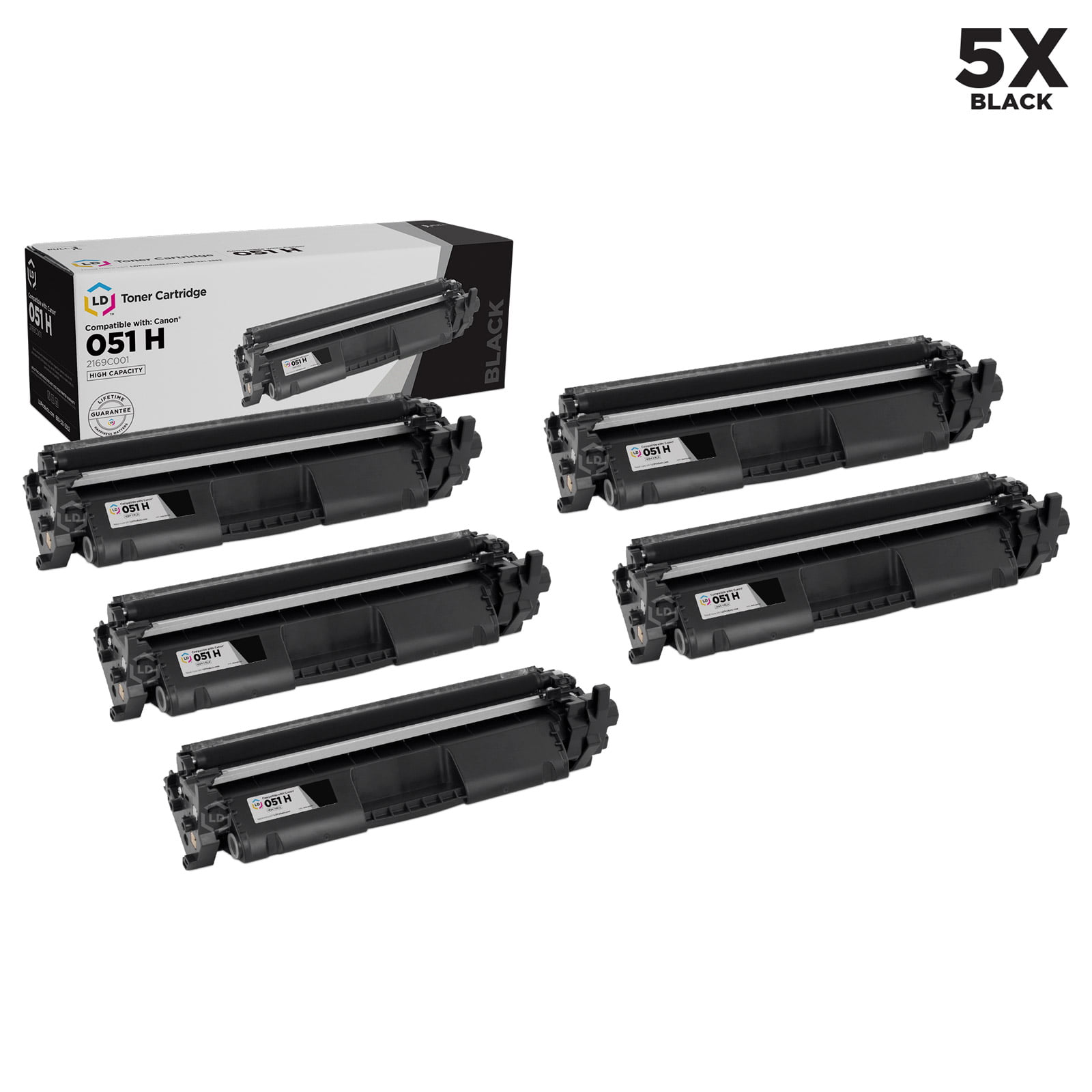 Black, 2-Pack LD Compatible Toner Cartridge Replacement for Canon 051H 2169C001 High Capacity