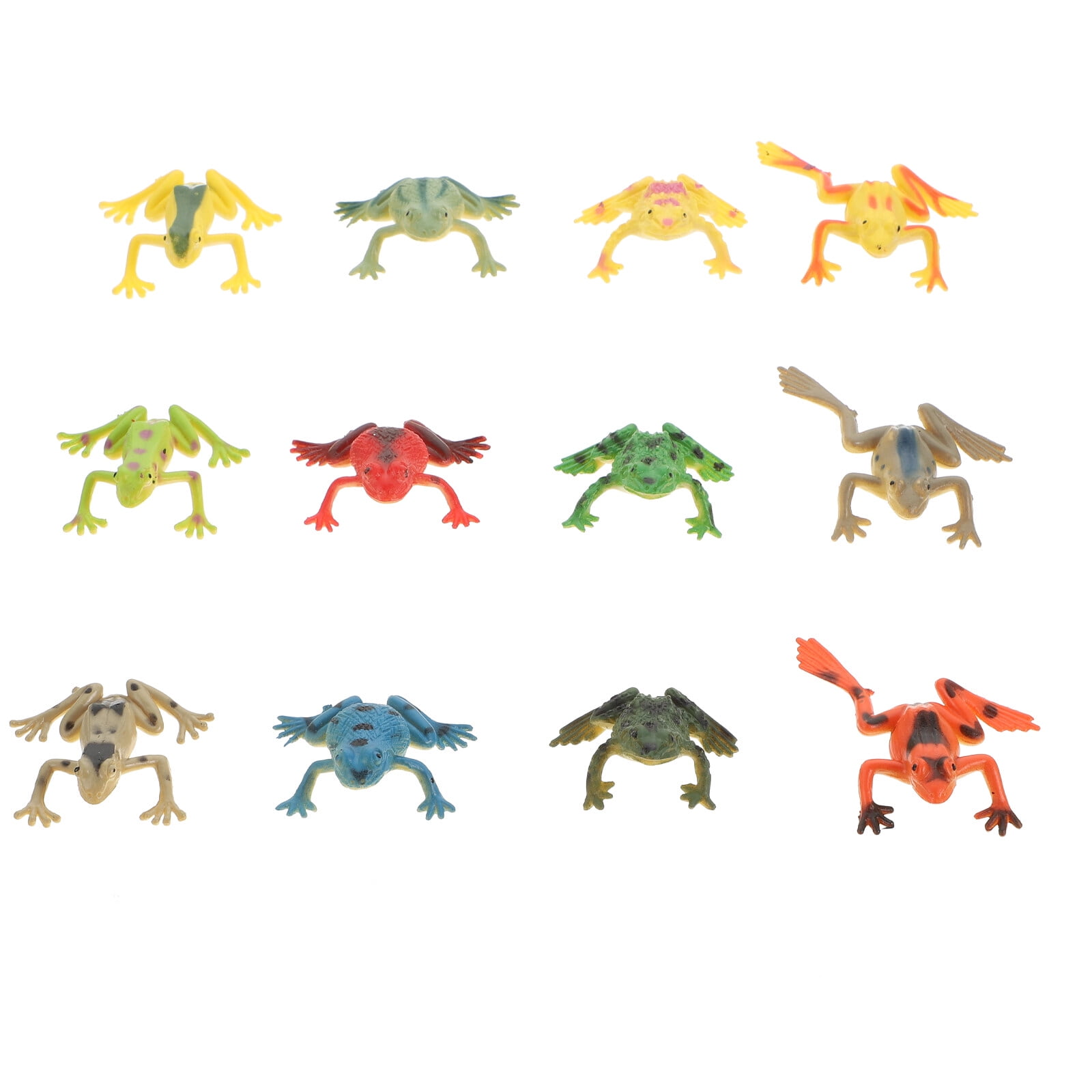 12Pcs Simulation Frogs Model Playthings Tropical Forest Frogs Toads Toys 
