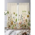 thumbnail image 4 of Sage Green Yellow Spring Floral Sheer Curtains 96 Inch Length 2 Panels Set, Semi Transparent Voile Rod Pocket Curtains for Living Dining Room Bedroom Drapes Watercolor Botanical Summer Flowers, 4 of 6