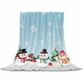 thumbnail image 2 of Cute Snowman Throw Flannel Blanket 60x80In Snowflake Winter Blue Christmas Super Soft Cozy Bed Blanket, Lightweight Plush Fuzzy Bed Throw for Bedroom Sofa Couch Living Room, 2 of 4
