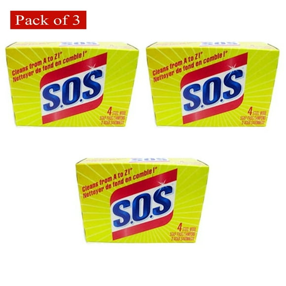 SOS Tampons de Laine d'Acier pour Savon (4 en 1 Pack) (Lot de 3)