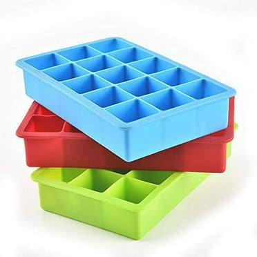 Ice Cube Trays, 2 Pack Large Silicone Ice Cube Tray, Ice Cube Molds, Easy-Release 15-Ice Each Trays Can Makes 30 Ice Cubes, Stackable Flexible, Multicolor